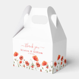 Rode Waterverf papavers, bruiloft bedankt Bedankdoosjes