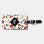 Rode Waterverf Papavers Florals Monogram Bagagelabel (Voorkant horizontaal)