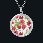 rode Waterverf papavers op maat Zilver Vergulden Ketting<br><div class="desc">rood waterverf papaver gepersonaliseerd ketting.</div>
