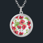 rode Waterverf papavers op maat Zilver Vergulden Ketting<br><div class="desc">rood waterverf papaver gepersonaliseerd ketting.</div>