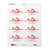 *~* Rode Waterverf papavery moderne Floral Shippin Etiket (Full Sheet)