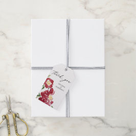 Rode Waterverf pioen bruiloft dank u Cadeaulabel
