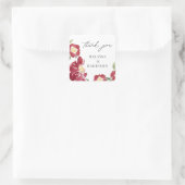 Rode Waterverf pioen bruiloft dank u Vierkante Sticker (Tas)