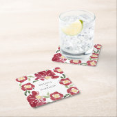 Rode Waterverf Pioen Bruiloft Kartonnen Onderzetters (Insitu)