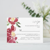 Rode Waterverf Pioenrozen bruiloft uitnodiging RSV (Staand voorkant)