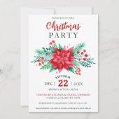 Rode Waterverf Poinsettia Bloemen Kerstfeest Kaart (Voorkant)