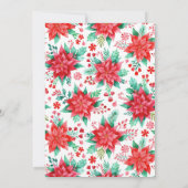 Rode Waterverf Poinsettia Bloemen Kerstfeest Kaart (Achterkant)