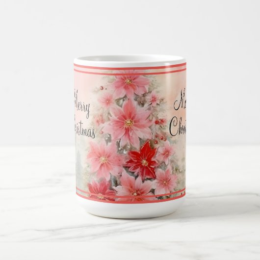  Rode Waterverf Poinsettia Kerstboom Koffiemok (Center)