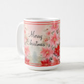  Rode Waterverf Poinsettia Kerstboom Koffiemok (Voorkant links)