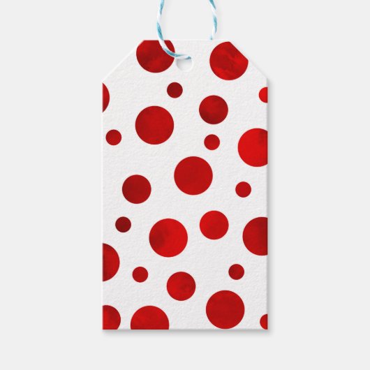 Rode Waterverf Polka Dots Cadeaulabel (Voorkant)