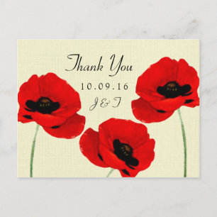 Rode Waterverf Poppies Floral Wedding Collectie Briefkaart