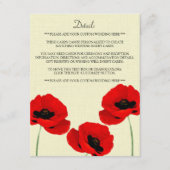 Rode Waterverf Poppies Floral Wedding Collectie Informatiekaartje (Voorkant)