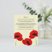 Rode Waterverf Poppies Floral Wedding Collectie Informatiekaartje (Staand voorkant)