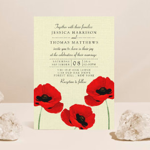 Rode Waterverf Poppies Floral Wedding Collectie Kaart