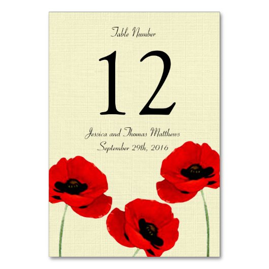 Rode Waterverf Poppies Floral Wedding Collectie Kaart (Voorkant)