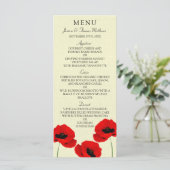 Rode Waterverf Poppies Floral Wedding Collectie Menu (Staand voorkant)