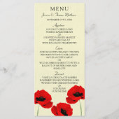 Rode Waterverf Poppies Floral Wedding Collectie Menu (Voorkant)