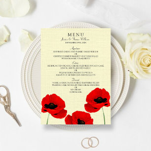 Rode Waterverf Poppies Floral Wedding Collectie Menu