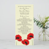 Rode Waterverf Poppies Floral Wedding Collectie Programmakaart (Staand voorkant)