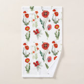 Rode Waterverf Poppies Florals Aangepaste naam Bad Handdoek (Handdoek)