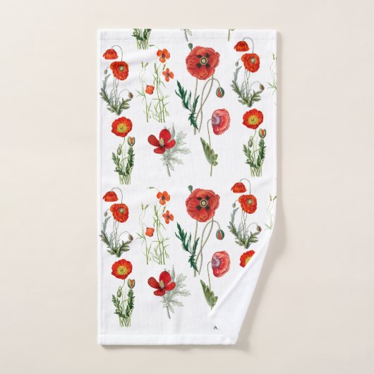 Rode Waterverf Poppies Florals Aangepaste naam Bad Handdoek (Handdoek)