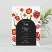 Rode Waterverf Poppies Florals Baby shower Kaart (Staand voorkant)