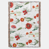 Rode Waterverf Poppies Florals Deken (Voorkant Verticaal)