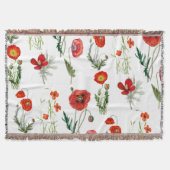Rode Waterverf Poppies Florals Deken (Voorkant)