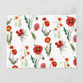 Rode Waterverf Poppies Florals Feestdagenkaart (Voorkant)