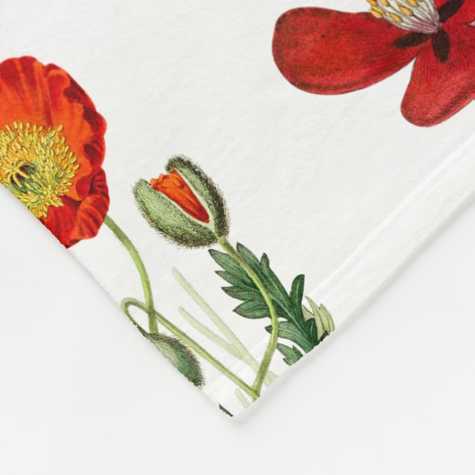 Rode Waterverf Poppies Florals Fleece Deken (Hoek)