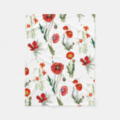 Rode Waterverf Poppies Florals Fleece Deken (Voorkant)