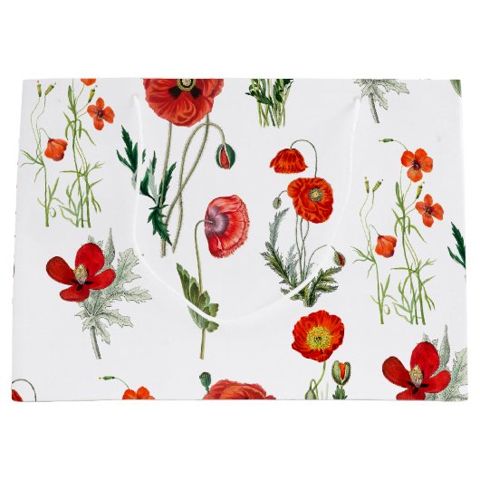 Rode Waterverf Poppies Florals Groot Cadeauzakje (Voorkant)