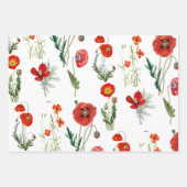 Rode Waterverf Poppies Florals Inpakpapier Vel (Voorkant 2)