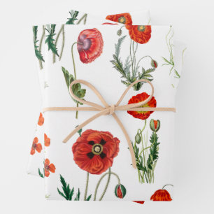 Rode Waterverf Poppies Florals Inpakpapier Vel