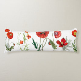 Rode Waterverf Poppies Florals Lichaamskussen