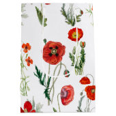 Rode Waterverf Poppies Florals Medium Cadeauzakje (Achterkant)