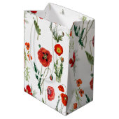 Rode Waterverf Poppies Florals Medium Cadeauzakje (Achterkant Gekanteld)