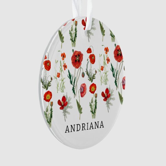 Rode Waterverf Poppies Florals Ornament (voorkant)