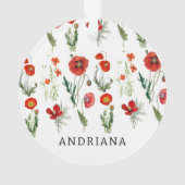Rode Waterverf Poppies Florals Ornament (achterkant)