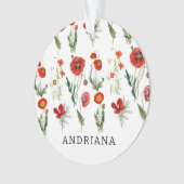 Rode Waterverf Poppies Florals Ornament (voorkant)