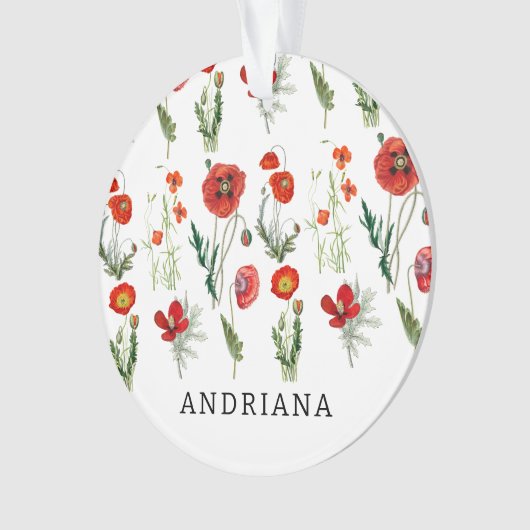 Rode Waterverf Poppies Florals Ornament (voorkant)