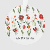 Rode Waterverf Poppies Florals Ornament (voorkant)
