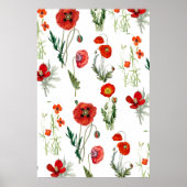 Rode Waterverf Poppies Florals Poster (Voorkant)