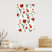 Rode Waterverf Poppies Florals Poster (Keuken)