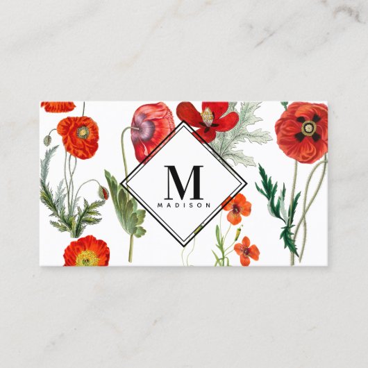 Rode Waterverf Poppies Florals Professional Visitekaartje (Voorkant)