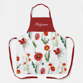 Rode Waterverf Poppies Florals Schort