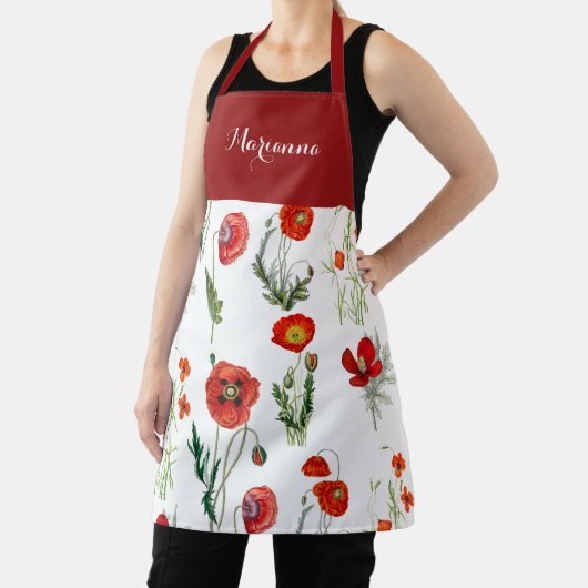 Rode Waterverf Poppies Florals Schort (Insitu)