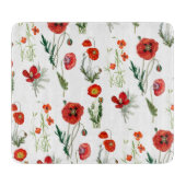 Rode Waterverf Poppies Florals Snijplank (Voorkant)