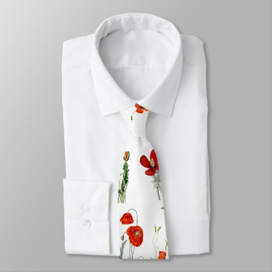 Rode Waterverf Poppies Florals Stropdas (Gebonden)