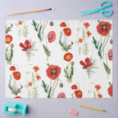 Rode Waterverf Poppies Florals Tissuepapier (Craft)